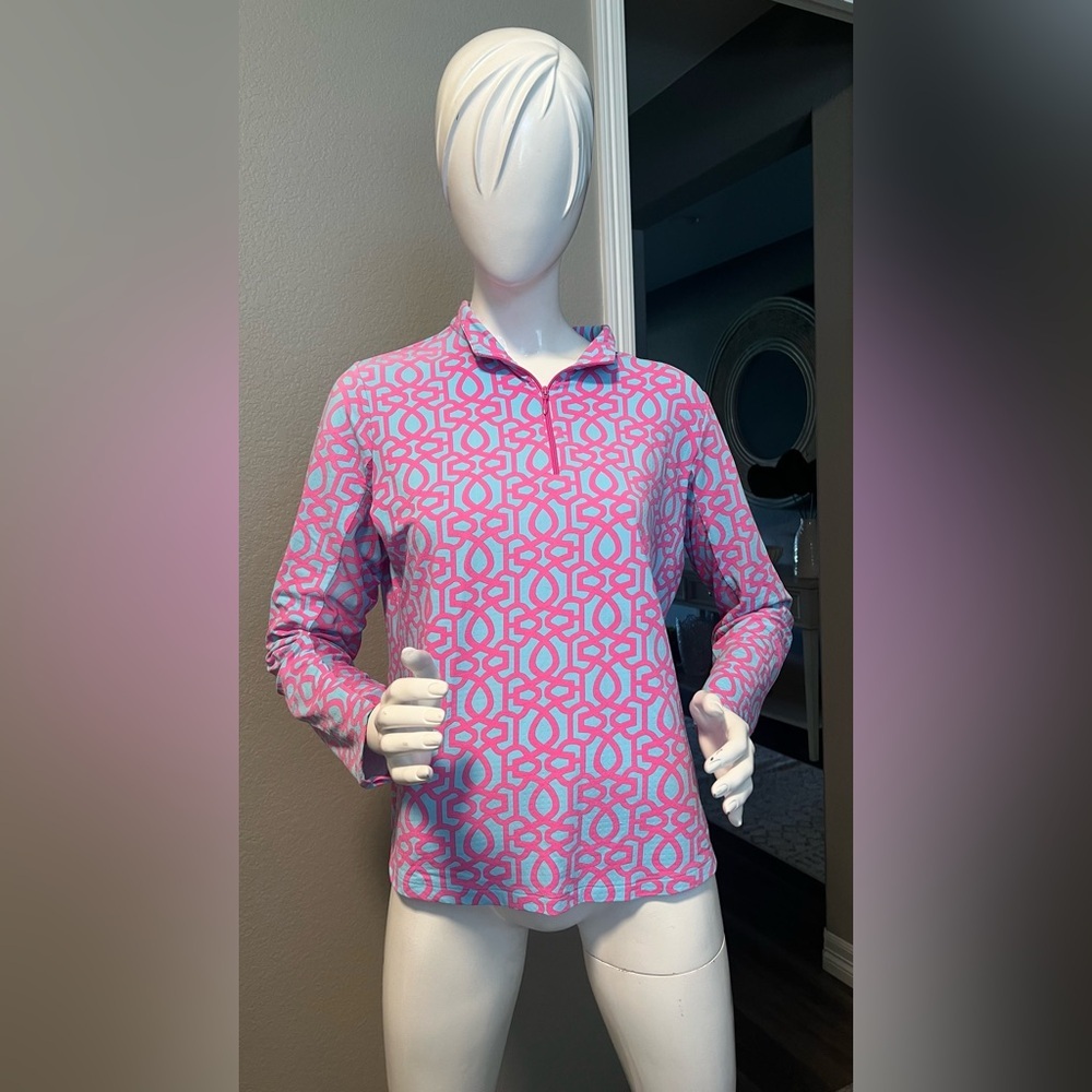 IBKUL Pink and Blue Patterned Button Down Shirt Size L